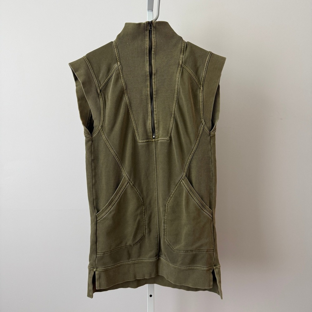 Anthro Daily Practice S Green Vest Zip Sleeveless Sweatshirt Pullover Boho - Picture 7 of 7